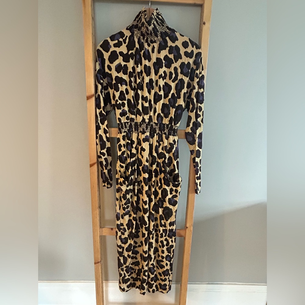 Hope For Flowers by Tracy Reese Leopard Print Long Sleeve Midi Knit Dress Sz XS